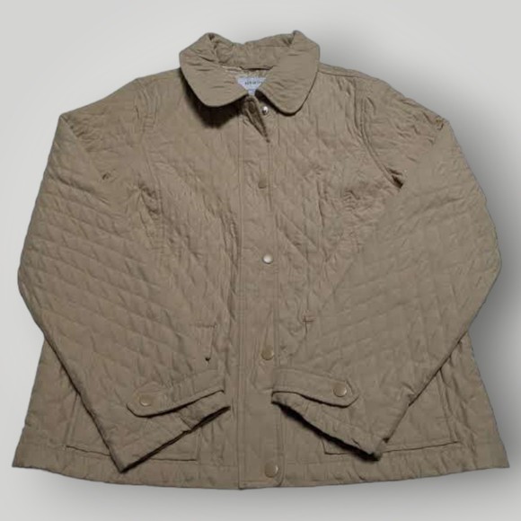 Merona Women's M Tan Diamond Quilted Zip & Snap Up Jacket Coat - Picture 1 of 13